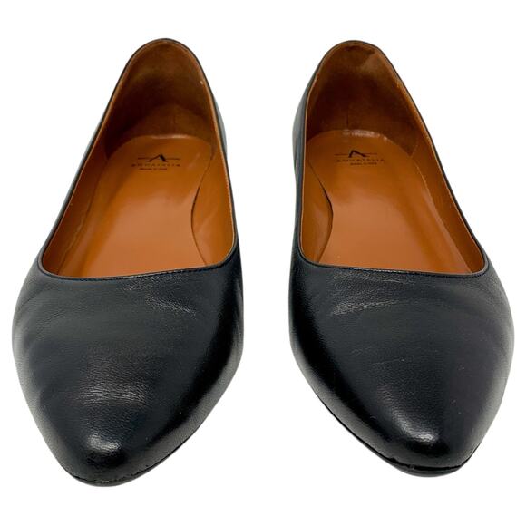 Aquatalia Pasha Black Leather Almond Toe Low Block Heels Weatherproof Pumps - Picture 4 of 9